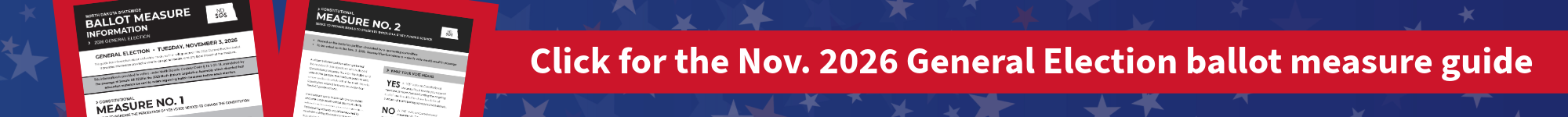 Screenshots of the ballot measure guide. Text is click her for the November 2026 General Election ballot measure guide.