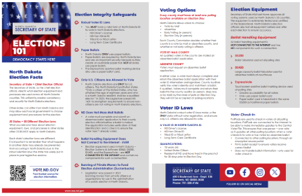 Screenshot of front and back of elections 101 handout.