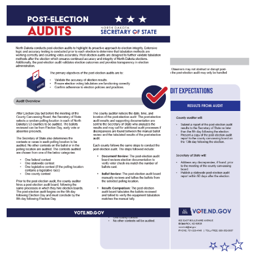 Thumbnail of front and back of post election audit handout.