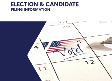 North Dakota Election & Candidate Filing Information guide cover with calendar and pen writing Vote